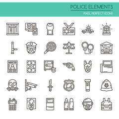 Police Elements  , Thin Line and Pixel Perfect Icons
