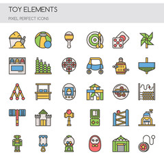 Toy Elements , Thin Line and Pixel Perfect Icons