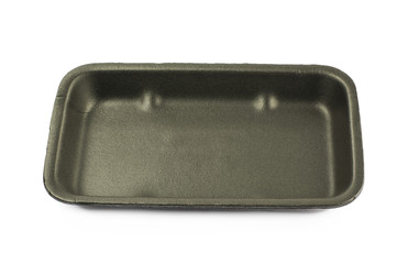 Plastic foam food tray isolated
