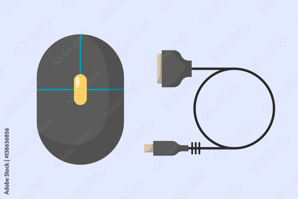 Poster computer mouse icon flat computer design business technology modern instrument cursor work reflectio