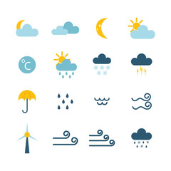 Set of climate forecast weather icons vector.