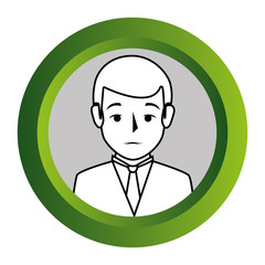 color frame with monochrome contour of half body man formal style vector illustration