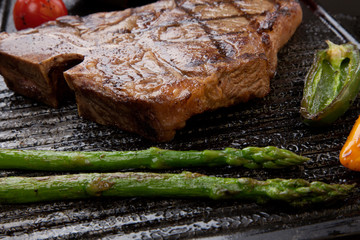 Grilled T-Bone Steak and Vegetables