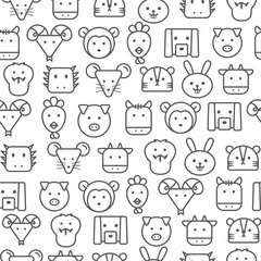 Different line style icons seamless pattern, Zodiac