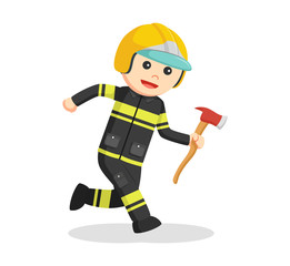 fireman running with axe