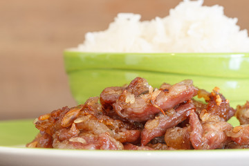 Roast pork and stick rice