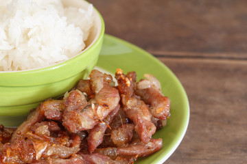 Roast pork and stick rice