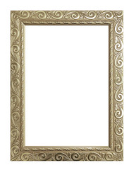 Antique gold frame isolated on white background, clipping path