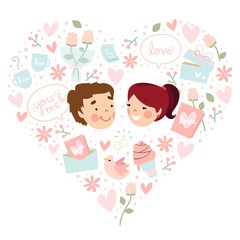 love couple heart valentine background design 
