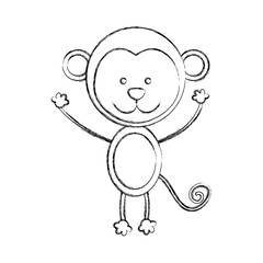 monochrome blurred contour with male monkey vector illustration