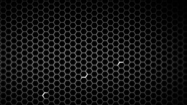 Honeycomb pattern with lighting effect over the dark background 4K 3840 x 2160