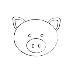 monochrome blurred contour with male pig head vector illustration