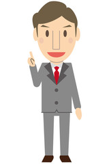 かわいいミドル世代ビジネスマン　グレーのスーツ　ポイント