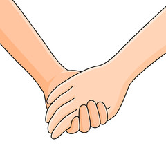 boy and girl holding hands. Illustration isolated on white background.