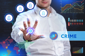 Concept of business security, safety of information from virus, crime and attack. Internet secure system. Protection system. Crime