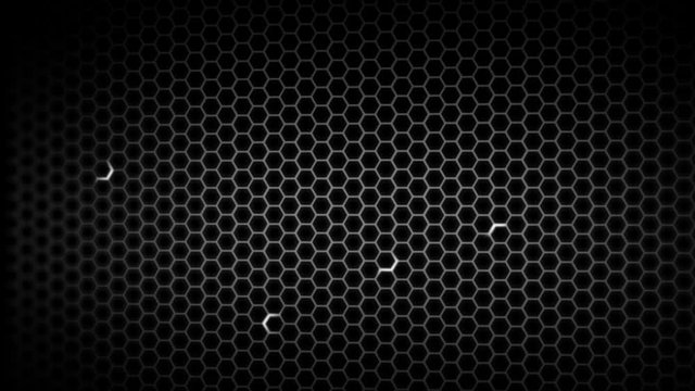 Honeycomb pattern with lighting effect over the dark background 4K 3840 x 2160