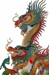 Chinese style dragon statue in isotated on white background