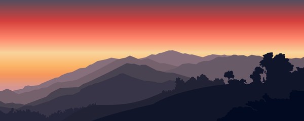 Fototapeta na wymiar Mountain Landscape, Sunset Landscape Mountain and Forest