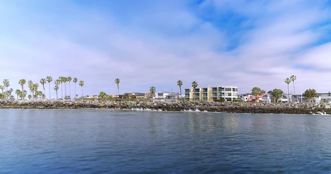 A profile perspective of Mission Point Park in San Diego as seen from San Diego Bay.  	
