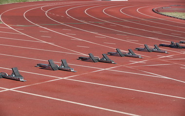 陸上競技場100mスタートライン