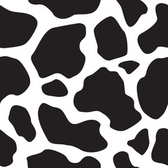 Black and White Cow Print Seamless Pattern. Traditional Dairy Farm or Ice Cream Background. Vector Pattern Tile Swatches Included.