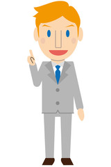 かわいいブロンド外国人　教師　ビジネスマン　グレーのスーツ　ポイント解説