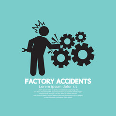 Factory Accidents Black Symbol Vector Illustration