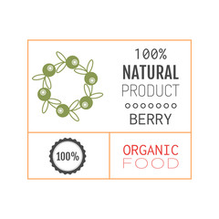 Organic food. Logo, badge, label for healthy eating, berry icon