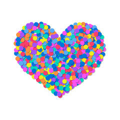 Heart of colored confetti. Romantic flat object. Vector