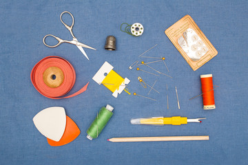 Hand Sewing Tools, Spools of Thread, and Buttons