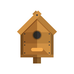 Obraz na płótnie Canvas Nesting box vector illustration. Wooden bird house icon.