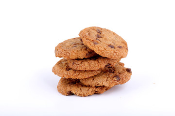 chocolate chip cookies on white
