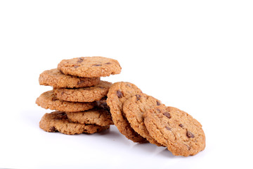 chocolate chip cookies on white