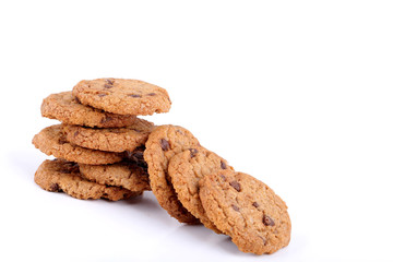 chocolate chip cookies on white
