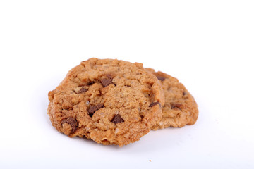 chocolate chip cookies on white