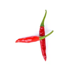Fotobehang Red chili pepper isolated on a white background © nakornchaiyajina
