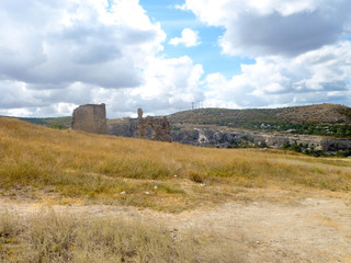 Fototapeta na wymiar Ruins of the ancient fortress Calamita in Inkerman, Crimea