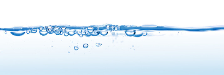 Clean blue water and air bubbles
