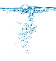 Clean blue water and air bubbles