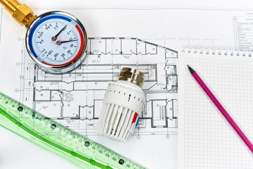 Engineering heating. Concept Heating. Project of heating for house.