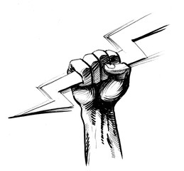 Hand with lightning bolt