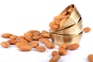 almonds isolated on a white background