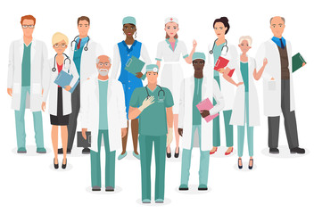 Obraz premium Hospital medical staff Team doctors together collection. Group of doctors and nurses people character set.