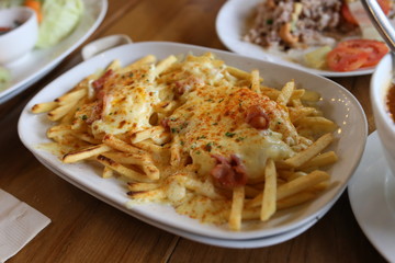 French fried with melting cheese