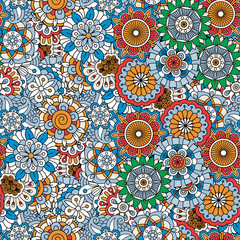 Doodle colored decorative floral pattern