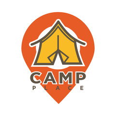 Camp tent in forest. Camping place isolated vector