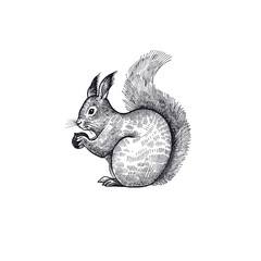 Forest squirrel illustration of the animal. © marinavorona