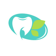 Tooth vector logo template for dentistry or dental clinic and health products. Vector icon of white shining teeth and healthy mouth