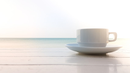 coffee cup on the wooden table