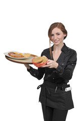 Woman server or waitress